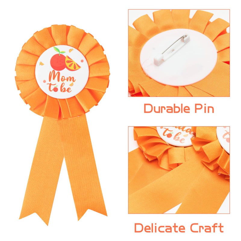 2ooya Little Cutie Citrus Maternity Sash Mom to Be & Daddy to Be Corsage Orange Clementine Flower Crown Pregnancy Sash Decoration Autumn Baby Shower Kit Party Favors Pregnancy Photo Prop Gift - Image 3